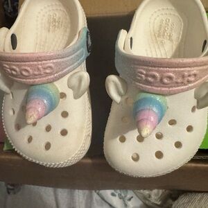 CROCS Kids Unicorn Sandals - White and Pastel Rainbow